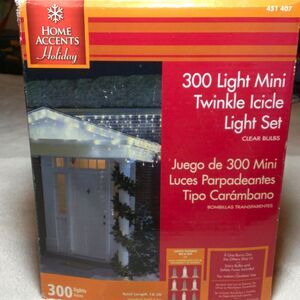 Home Accents Holiday 300 Clear Twinkle Icicle Lights Incandescent UL White NIB